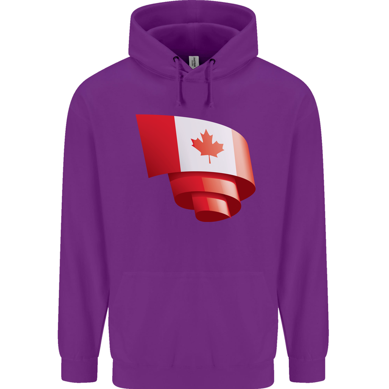 Curled Canada Flag Canadian Day Football Childrens Kids Hoodie Purple