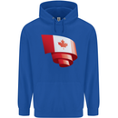 Curled Canada Flag Canadian Day Football Childrens Kids Hoodie Royal Blue