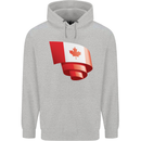 Curled Canada Flag Canadian Day Football Childrens Kids Hoodie Sports Grey