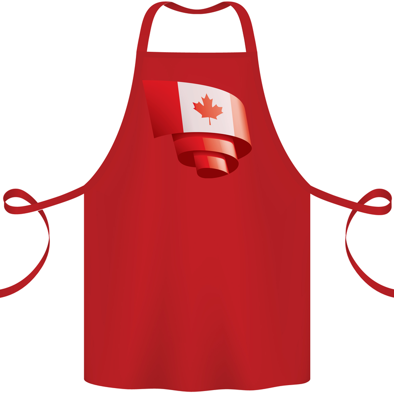 Curled Canada Flag Canadian Day Football Cotton Apron 100% Organic Red
