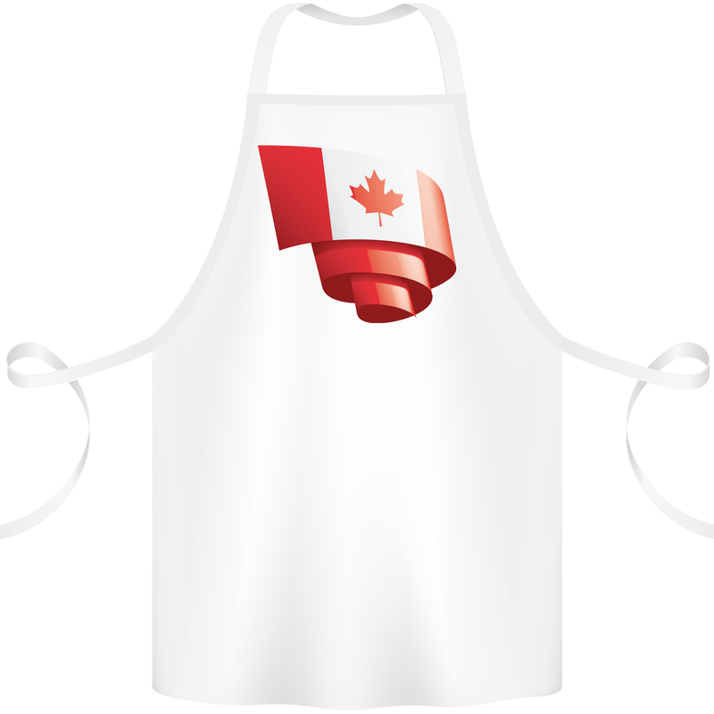 Curled Canada Flag Canadian Day Football Cotton Apron 100% Organic White