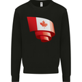 Curled Canada Flag Canadian Day Football Kids Sweatshirt Jumper Black