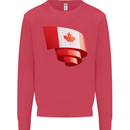 Curled Canada Flag Canadian Day Football Kids Sweatshirt Jumper Heliconia