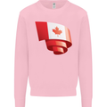Curled Canada Flag Canadian Day Football Kids Sweatshirt Jumper Light Pink
