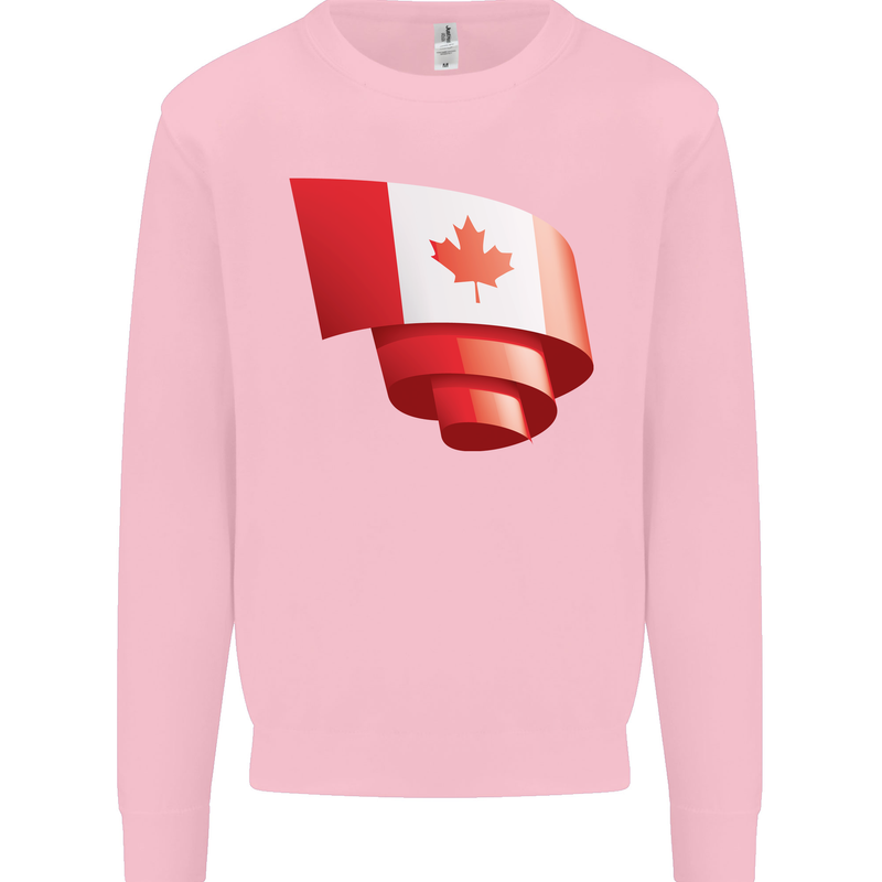 Curled Canada Flag Canadian Day Football Kids Sweatshirt Jumper Light Pink