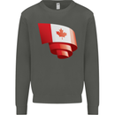 Curled Canada Flag Canadian Day Football Kids Sweatshirt Jumper Storm Grey