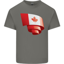 Curled Canada Flag Canadian Day Football Kids T-Shirt Childrens Charcoal