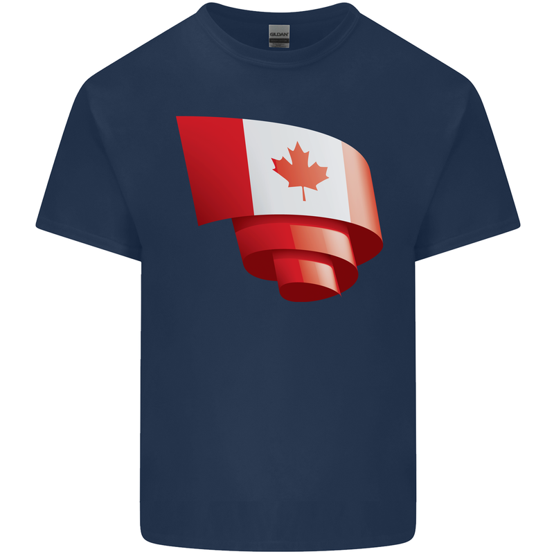 Curled Canada Flag Canadian Day Football Kids T-Shirt Childrens Navy Blue