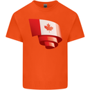 Curled Canada Flag Canadian Day Football Kids T-Shirt Childrens Orange