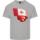 Curled Canada Flag Canadian Day Football Kids T-Shirt Childrens Sports Grey