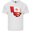 Curled Canada Flag Canadian Day Football Kids T-Shirt Childrens White
