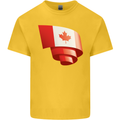 Curled Canada Flag Canadian Day Football Kids T-Shirt Childrens Yellow