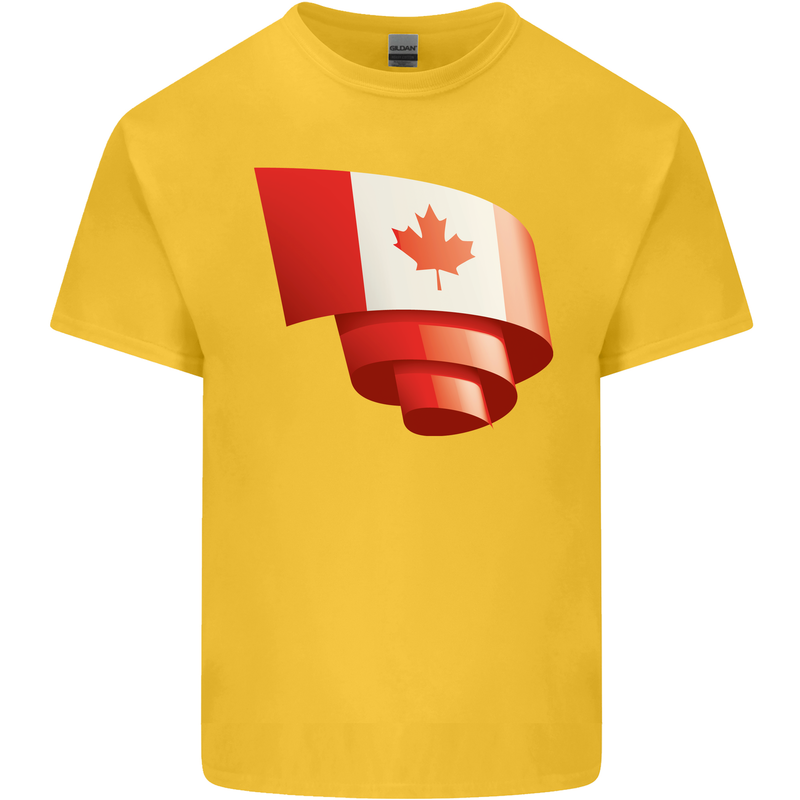 Curled Canada Flag Canadian Day Football Kids T-Shirt Childrens Yellow