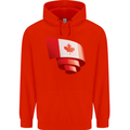 Curled Canada Flag Canadian Day Football Mens 80% Cotton Hoodie Bright Red
