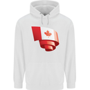 Curled Canada Flag Canadian Day Football Mens 80% Cotton Hoodie White
