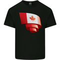 Curled Canada Flag Canadian Day Football Mens Cotton T-Shirt Tee Top Black