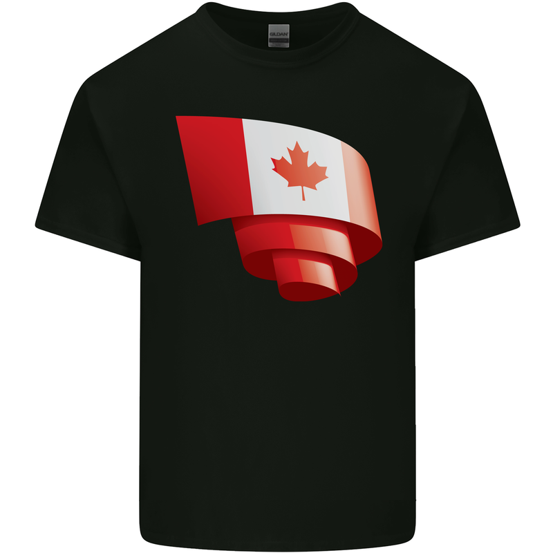 Curled Canada Flag Canadian Day Football Mens Cotton T-Shirt Tee Top Black