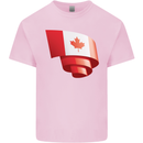Curled Canada Flag Canadian Day Football Mens Cotton T-Shirt Tee Top Light Pink