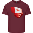Curled Canada Flag Canadian Day Football Mens Cotton T-Shirt Tee Top Maroon