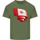 Curled Canada Flag Canadian Day Football Mens Cotton T-Shirt Tee Top Military Green