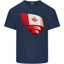 Curled Canada Flag Canadian Day Football Mens Cotton T-Shirt Tee Top Navy Blue