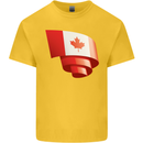 Curled Canada Flag Canadian Day Football Mens Cotton T-Shirt Tee Top Yellow
