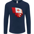 Curled Canada Flag Canadian Day Football Mens Long Sleeve T-Shirt Navy Blue