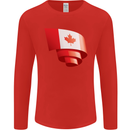 Curled Canada Flag Canadian Day Football Mens Long Sleeve T-Shirt Red
