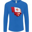 Curled Canada Flag Canadian Day Football Mens Long Sleeve T-Shirt Royal Blue