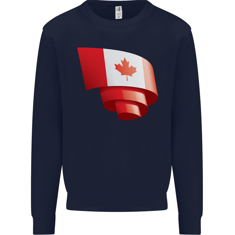 Curled Canada Flag Canadian Day Football Mens Sweatshirt Jumper Navy Blue