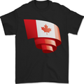 Curled Canada Flag Canadian Day Football Mens T-Shirt 100% Cotton Black