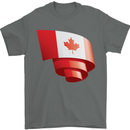 Curled Canada Flag Canadian Day Football Mens T-Shirt 100% Cotton Charcoal