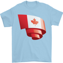 Curled Canada Flag Canadian Day Football Mens T-Shirt 100% Cotton Light Blue