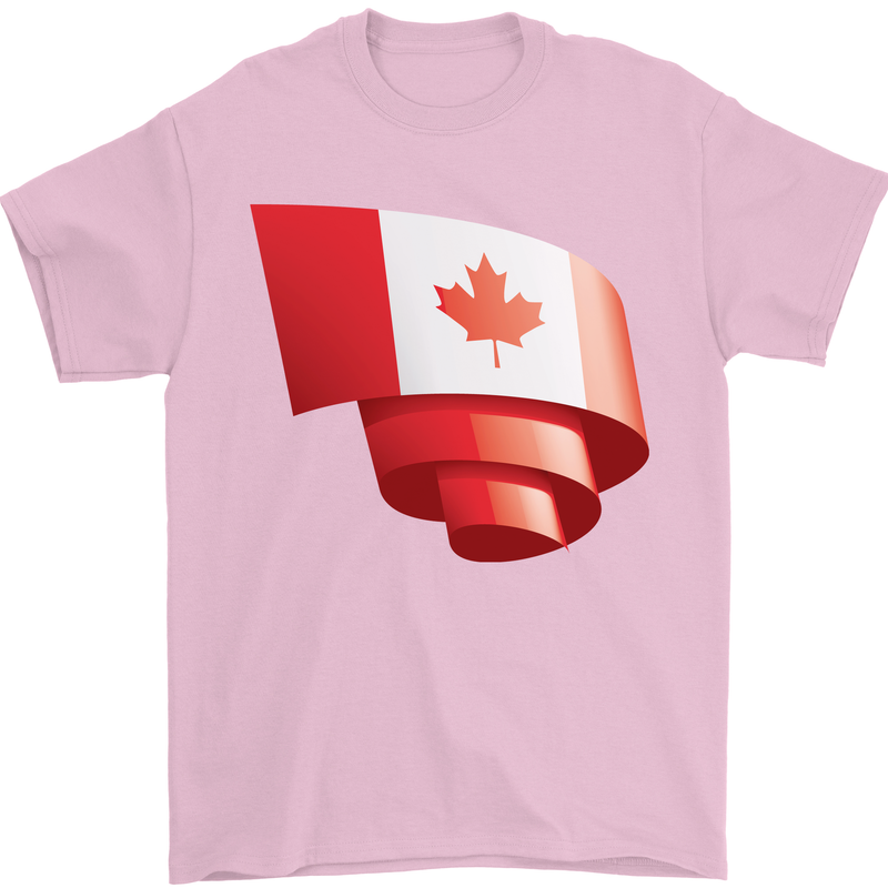 Curled Canada Flag Canadian Day Football Mens T-Shirt 100% Cotton Light Pink