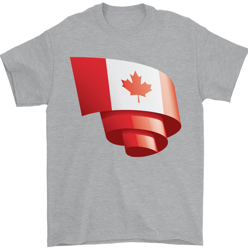 Curled Canada Flag Canadian Day Football Mens T-Shirt 100% Cotton Sports Grey
