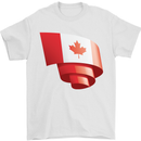 Curled Canada Flag Canadian Day Football Mens T-Shirt 100% Cotton White