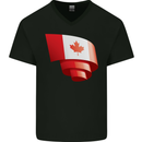 Curled Canada Flag Canadian Day Football Mens V-Neck Cotton T-Shirt Black