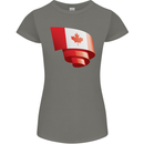 Curled Canada Flag Canadian Day Football Womens Petite Cut T-Shirt Charcoal