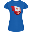 Curled Canada Flag Canadian Day Football Womens Petite Cut T-Shirt Royal Blue