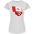 Curled Canada Flag Canadian Day Football Womens Petite Cut T-Shirt White