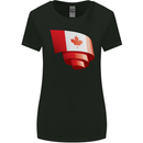 Curled Canada Flag Canadian Day Football Womens Wider Cut T-Shirt Black