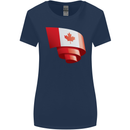 Curled Canada Flag Canadian Day Football Womens Wider Cut T-Shirt Navy Blue