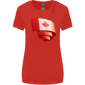 Curled Canada Flag Canadian Day Football Womens Wider Cut T-Shirt Red