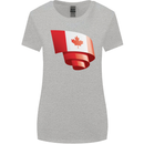 Curled Canada Flag Canadian Day Football Womens Wider Cut T-Shirt Sports Grey