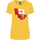 Curled Canada Flag Canadian Day Football Womens Wider Cut T-Shirt Yellow