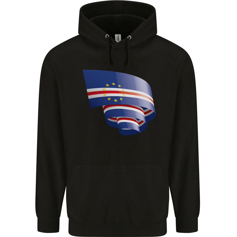 Curled Cape Verde Flag Verdean Day Football Childrens Kids Hoodie Black