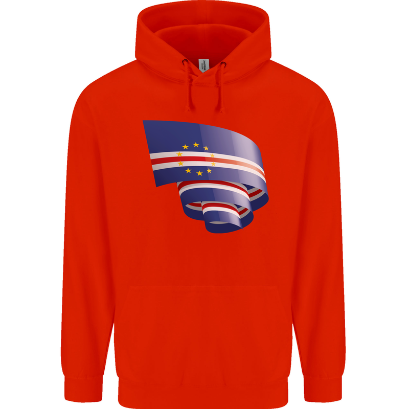 Curled Cape Verde Flag Verdean Day Football Childrens Kids Hoodie Bright Red