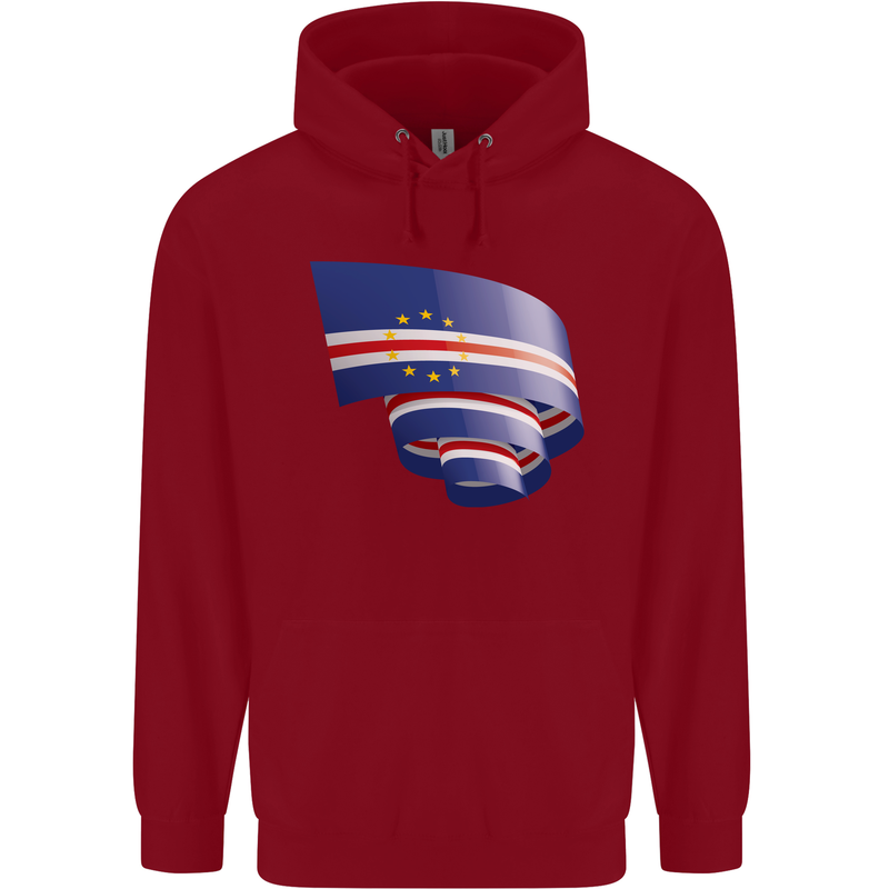 Curled Cape Verde Flag Verdean Day Football Childrens Kids Hoodie Red