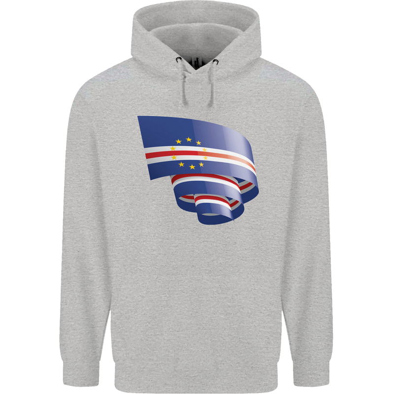 Curled Cape Verde Flag Verdean Day Football Childrens Kids Hoodie Sports Grey