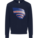 Curled Cape Verde Flag Verdean Day Football Kids Sweatshirt Jumper Navy Blue